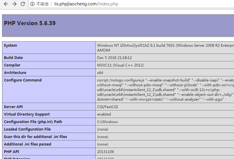 iis php 测试成功